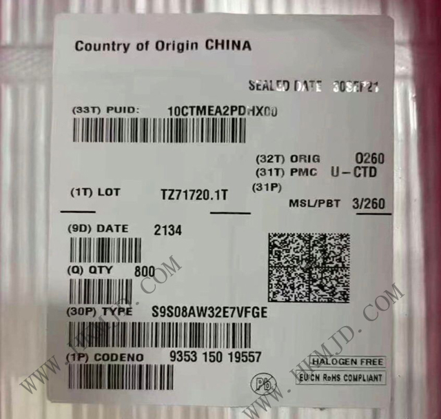 [供應(yīng)] S9S08AW32E7VFGE (NXP) 40MHz，8位 S08內(nèi)核 微控制器 IC