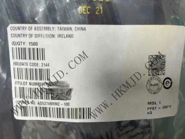 NEW（ADI）AD5274BRMZ-100：?jiǎn)瓮ǖ馈?%電阻容差、256位數(shù)字可變電阻器